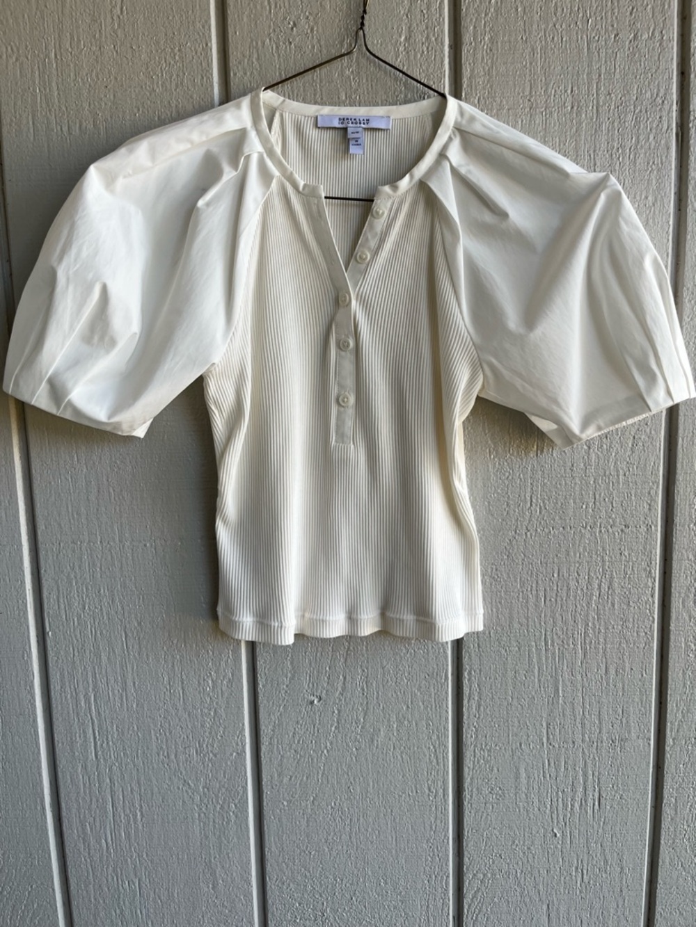 10 Crosby Derek Lam Albane Cotton Blend Puff Sleeve Top Size XS